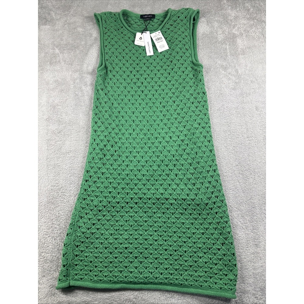 NWT‎ Sanctuary Women's Slip Lined Summer Shell Eco Natural Dress Green Size XXS